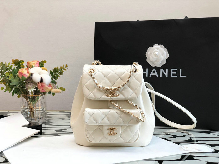 Chanel Calfskin Backpack White AS2908