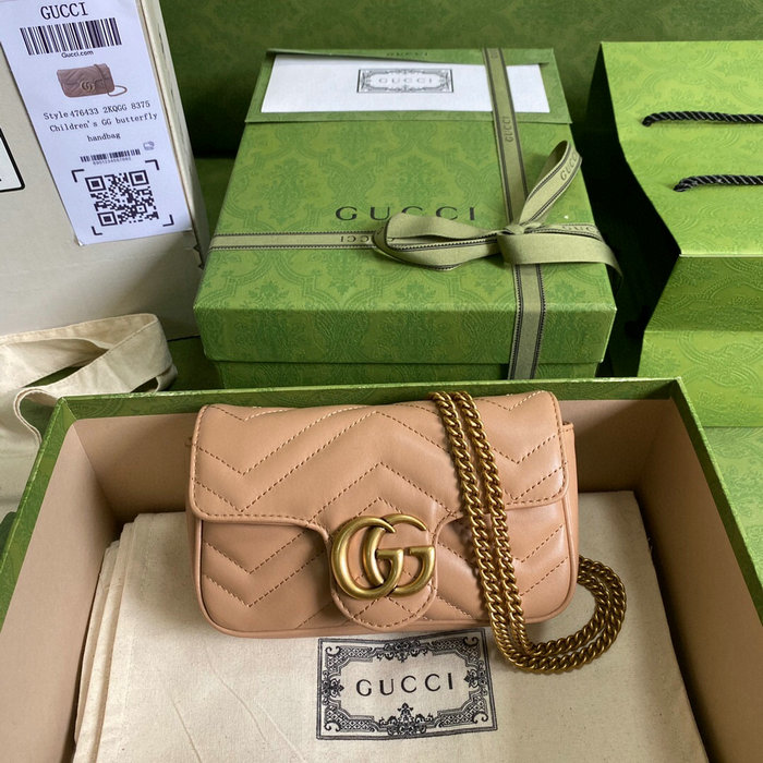 Gucci GG Marmont Matelasse Leather Super Mini Bag Beige 476433