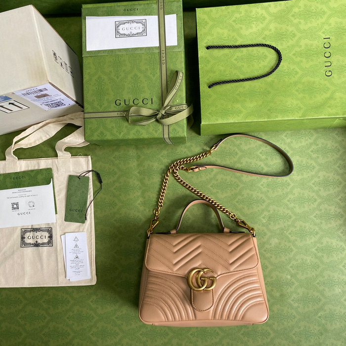 Gucci GG Marmont Small Top Handle Bag Beige 498110