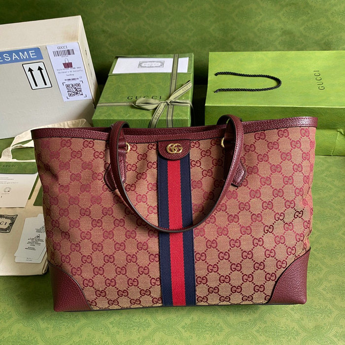 Gucci Ophidia Gg Medium Tote Burgundy 631685