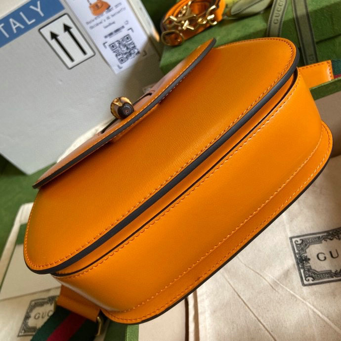 Gucci Small top handle bag with Bamboo Orange 675797