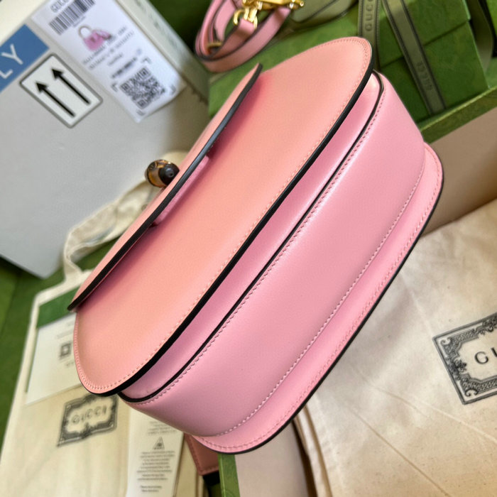 Gucci Small top handle bag with Bamboo Pink 675797