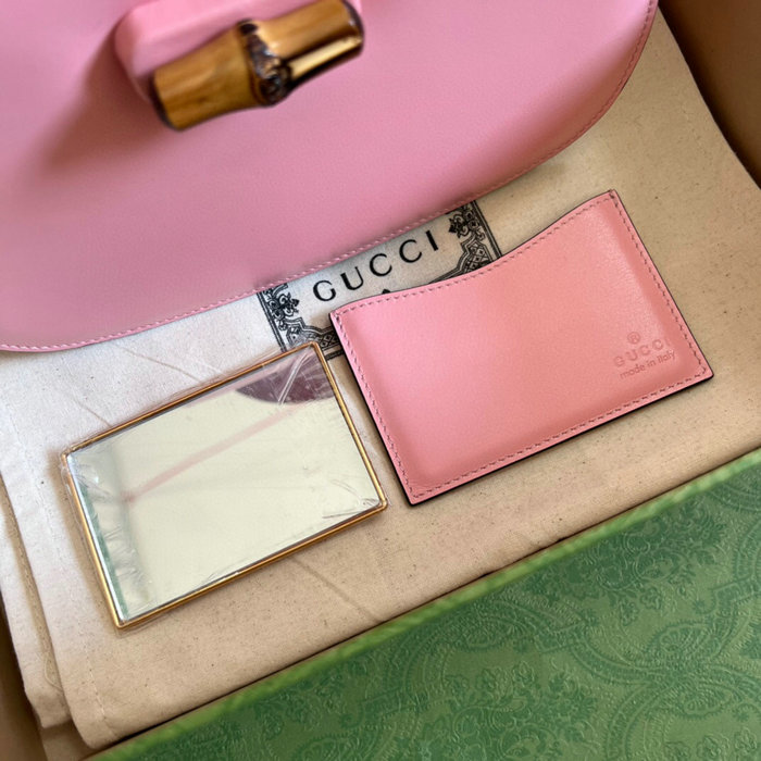 Gucci Small top handle bag with Bamboo Pink 675797