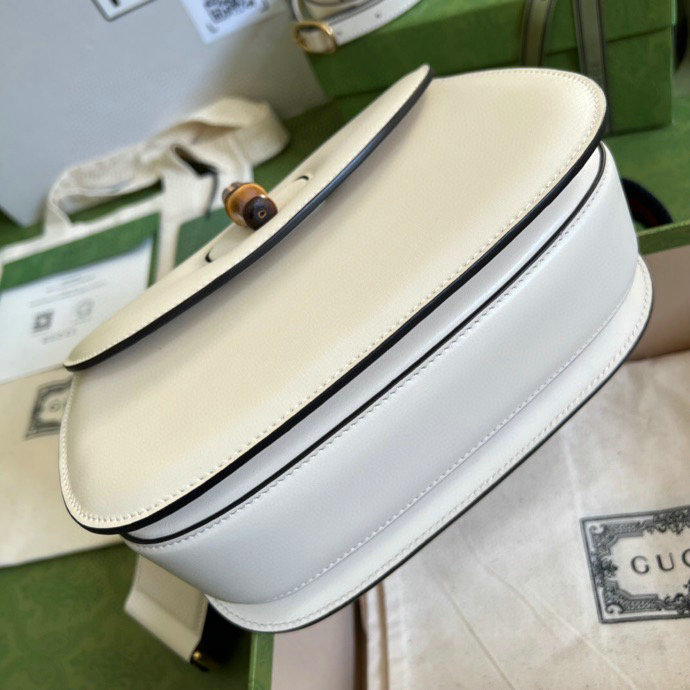 Gucci Small top handle bag with Bamboo White 675797