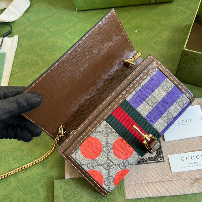 Gucci geometric print Jackie 1961 chain wallet 652681