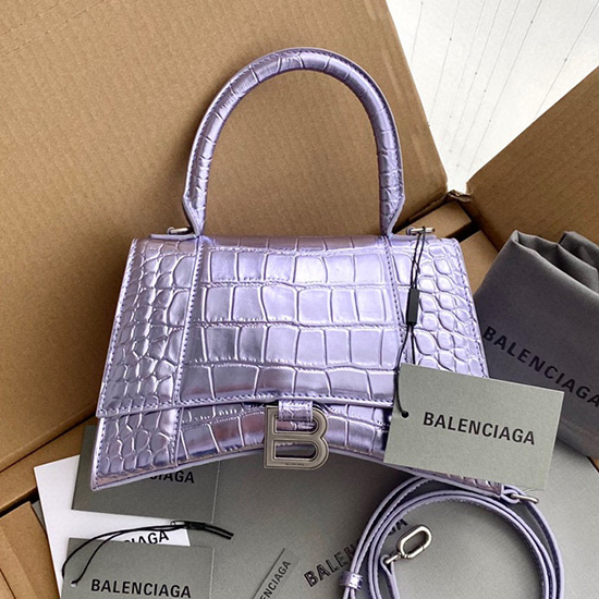 Balenciaga croc-effect leather Hourglass Top Handle Bag B59354B6