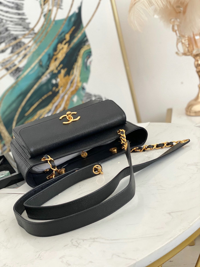 Chanel Grained Calfskin Shoulder Bag Black AS6706