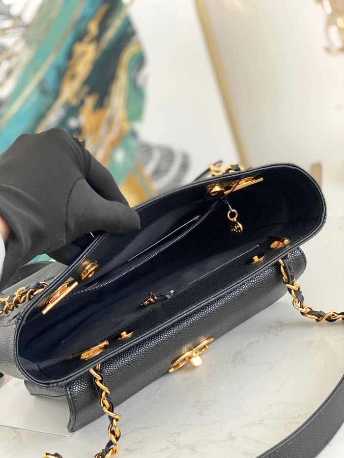 Chanel Grained Calfskin Shoulder Bag Black AS6706