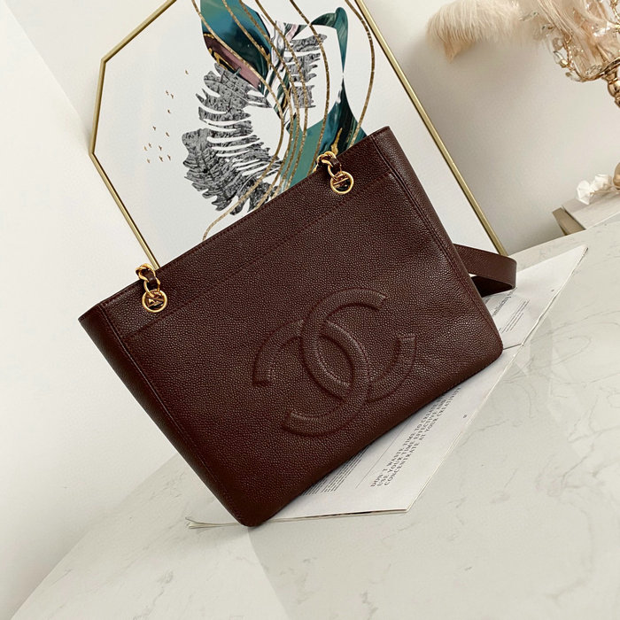 Chanel Grained Calfskin Shoulder Bag Burgundy AS6706