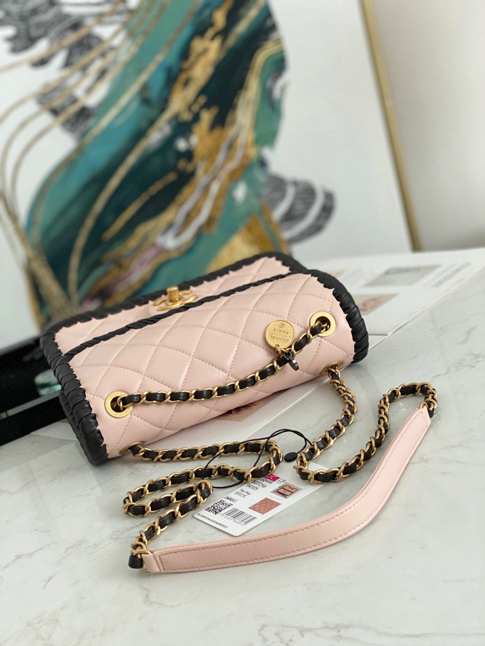 Chanel Lambskin Flap Bag Pink AS2496