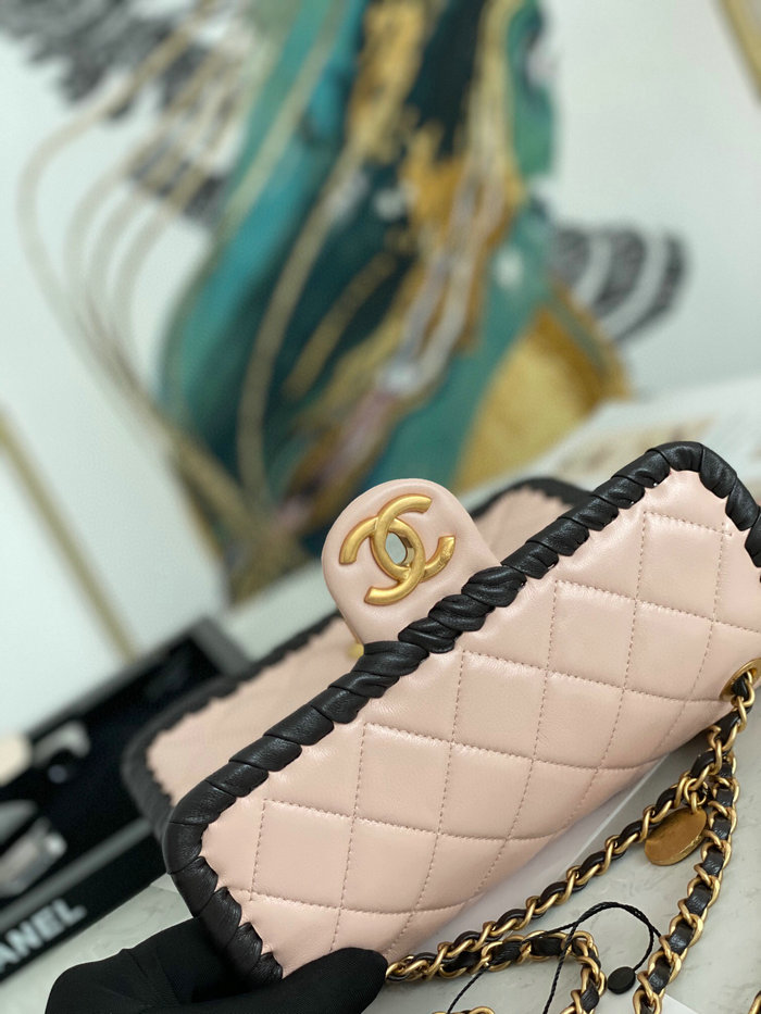 Chanel Lambskin Flap Bag Pink AS2496