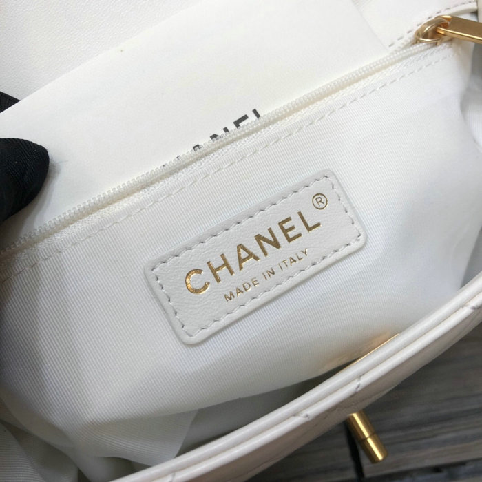 Chanel Lambskin Flap Bag White AS2496