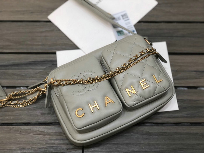 Chanel Small Calfskin Camera Case Grey AS2923