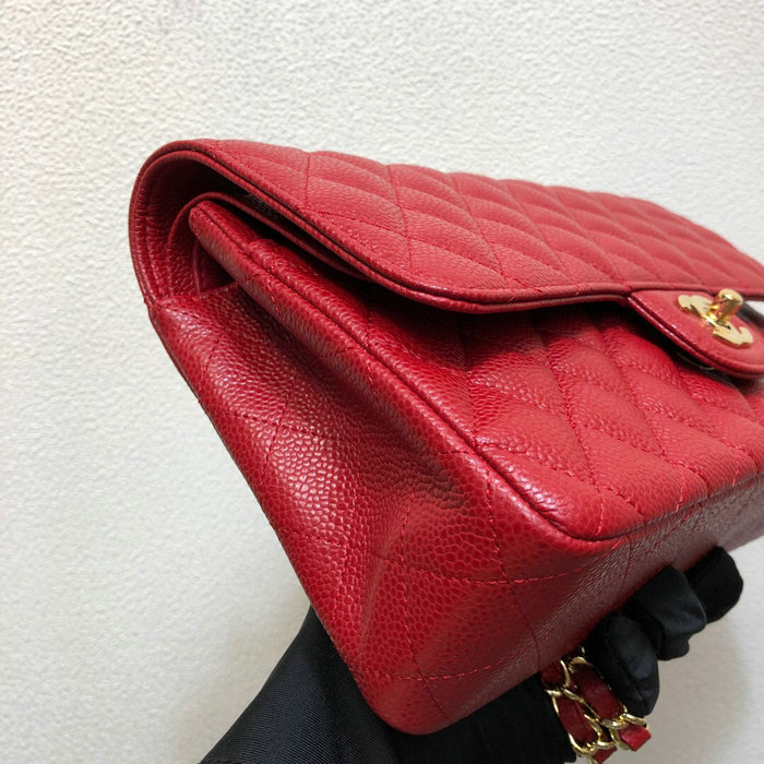 Classic Chanel Caviar Medium Flap Bag Red CF1112