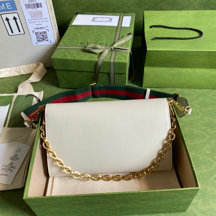 Gucci Horsebit 1955 Small Leather Bag White 677286