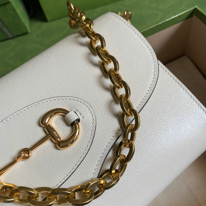 Gucci Horsebit 1955 Small Leather Bag White 677286