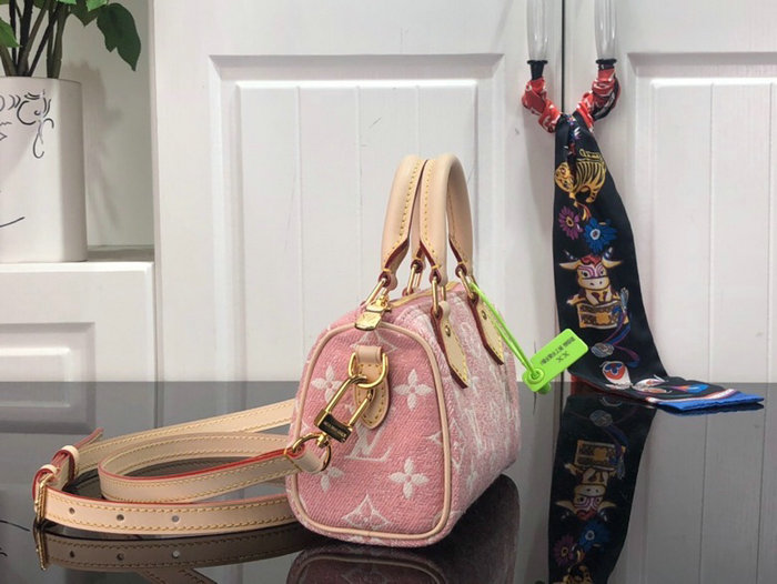 Louis Vuitton Denim Nano Speedy Pink M81213