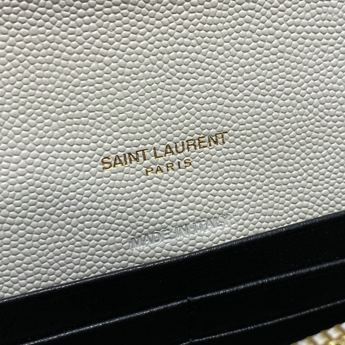 Saint Laurent Envelope Chain Wallet White with Gold 393953