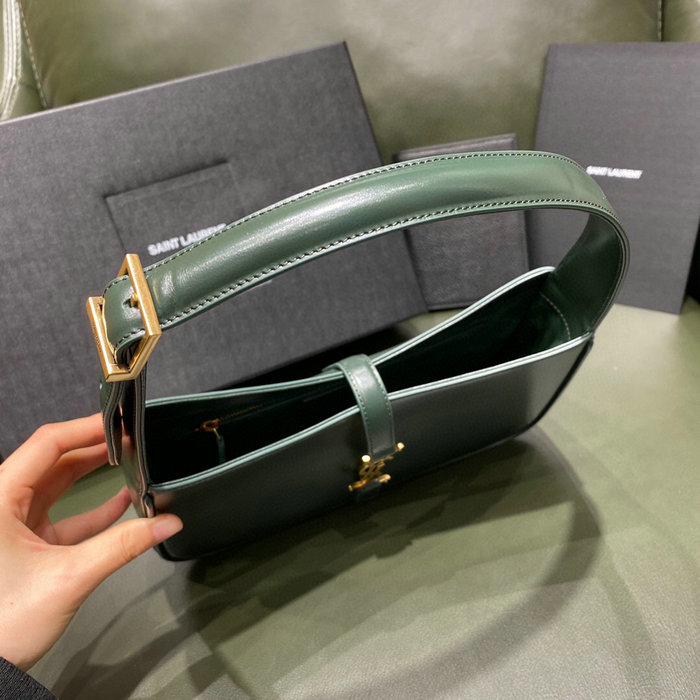 Saint Laurent Monogram Smooth Leahter Hobo Bag Dark Green 657228