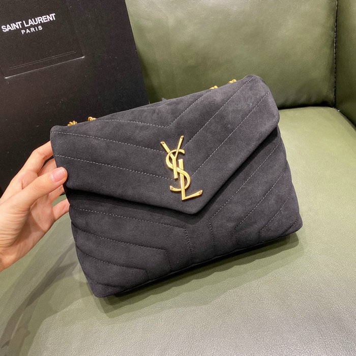 Saint Laurent Small Suede Loulou Chain Bag Black 494699