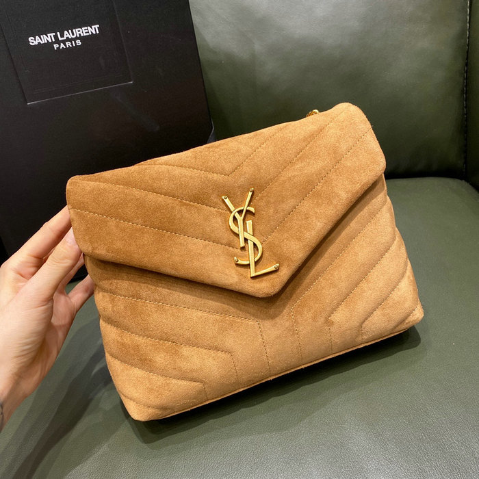 Saint Laurent Small Suede Loulou Chain Bag Camel 494699