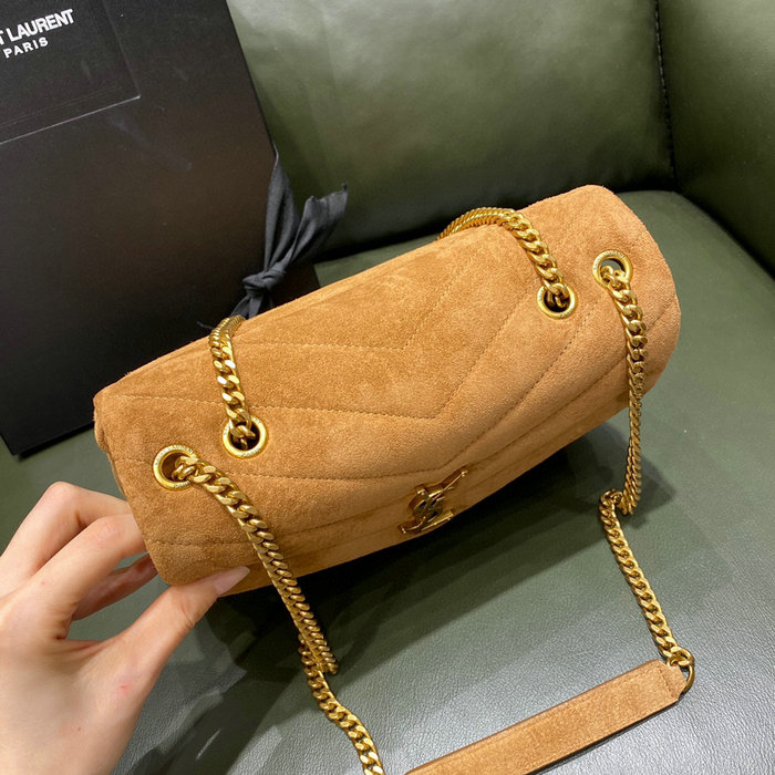 Saint Laurent Small Suede Loulou Chain Bag Camel 494699