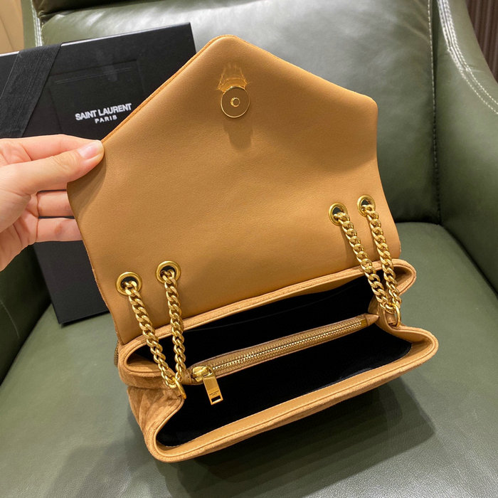 Saint Laurent Small Suede Loulou Chain Bag Camel 494699