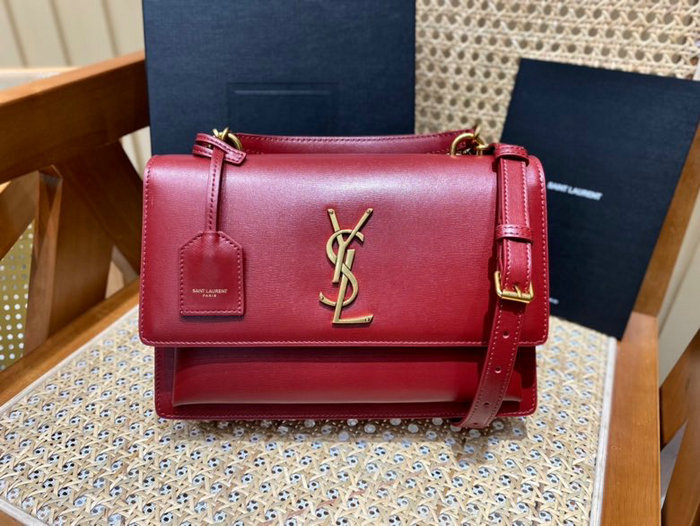 Saint Laurent Sunset Medium Satchel Red 634723