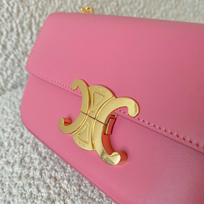 Celine Chain Shoulder Bag Triomphe Flamingo C35027