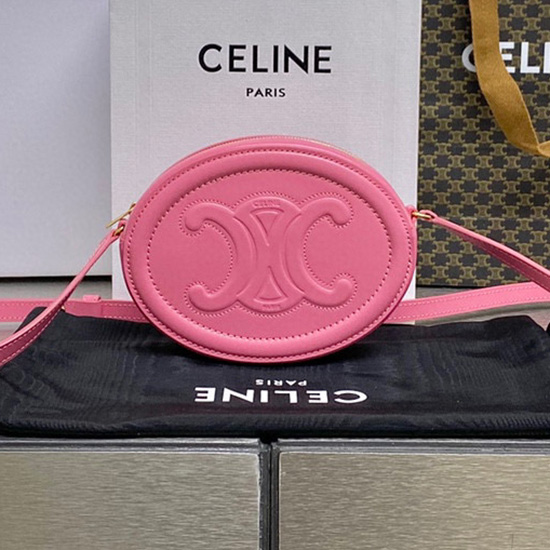 Celine Crossbody Oval Purse Cuir Triomphe Flamingo C35507