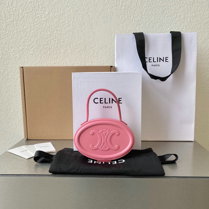 Celine Oval Minaudiere Cuir Triomphe Flamingo C35506