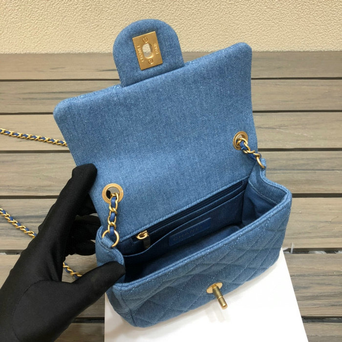 Chanel Denim Mini Flap Bag Blue AS1786