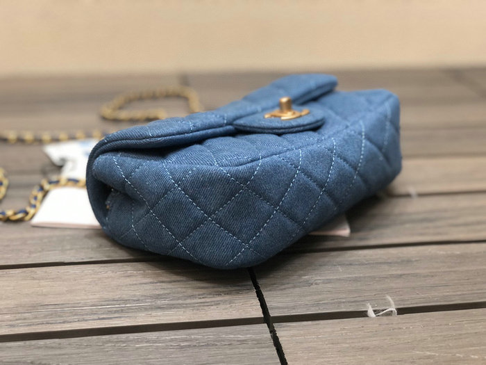 Chanel Denim Small Flap Bag Blue AS1787