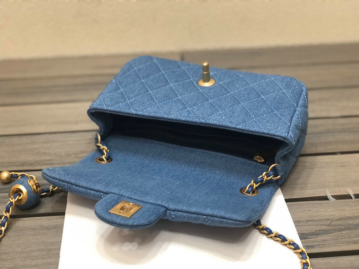 Chanel Denim Small Flap Bag Blue AS1787