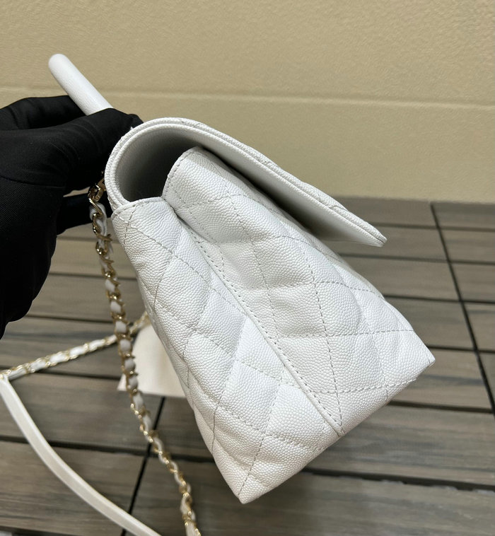 Chanel Flap Bag with Top Handle White A92991