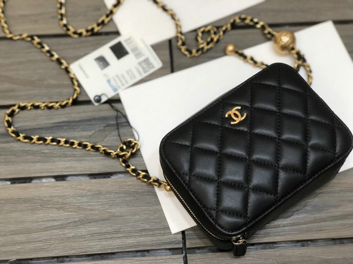 Chanel Lambskin Clutch With Chain Black AP2463