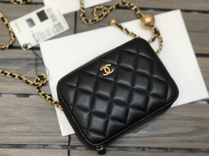 Chanel Lambskin Clutch With Chain Black AP2463