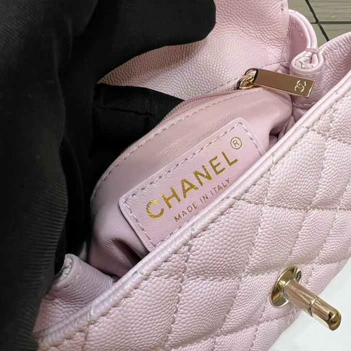 Chanel Mini Flap Bag with Top Handle Pink AS2215