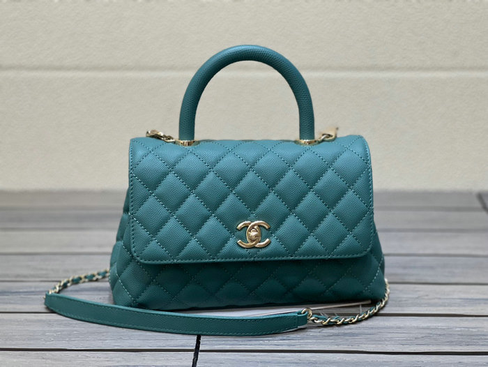 Chanel Small Flap Bag with Top Handle Green A92990