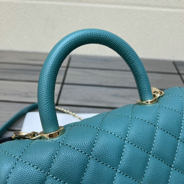 Chanel Small Flap Bag with Top Handle Green A92990