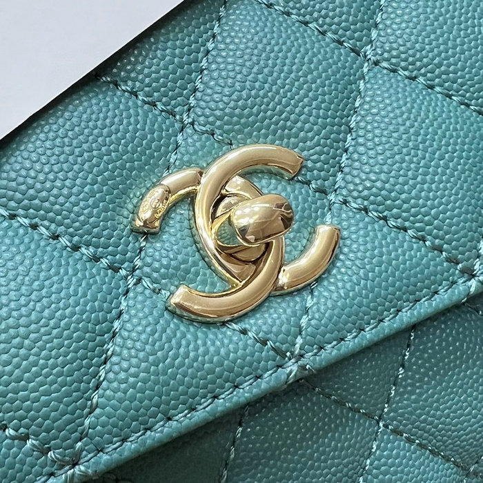 Chanel Small Flap Bag with Top Handle Green A92990