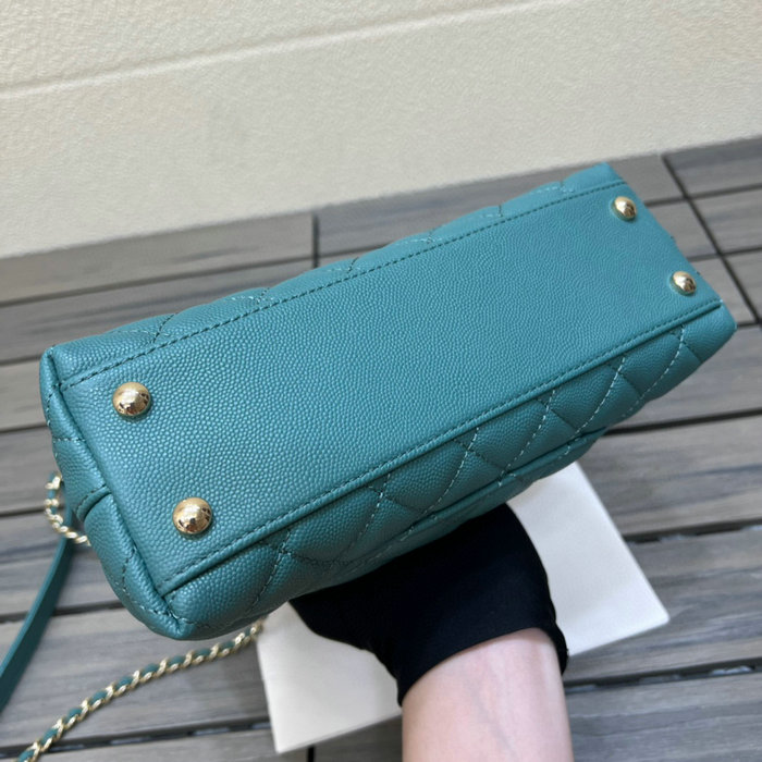 Chanel Small Flap Bag with Top Handle Green A92990