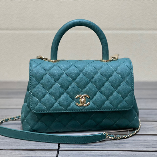 Chanel Small Flap Bag with Top Handle Green A92990