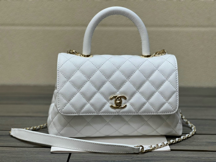 Chanel Small Flap Bag with Top Handle White A92990