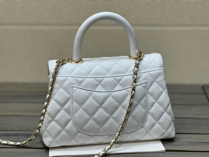 Chanel Small Flap Bag with Top Handle White A92990