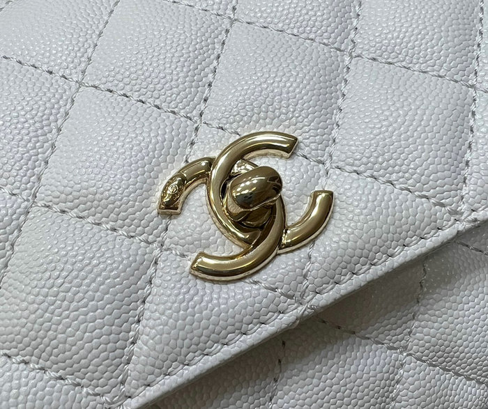 Chanel Small Flap Bag with Top Handle White A92990