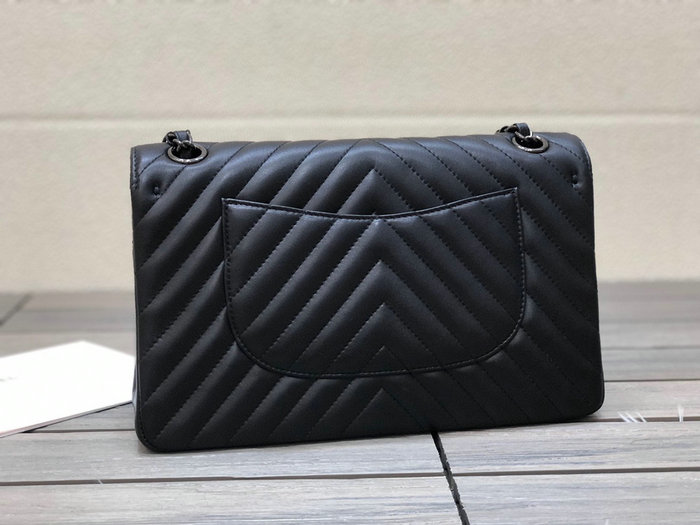 Classic Chanel Chevron Medium Flap Bag Black CF1112