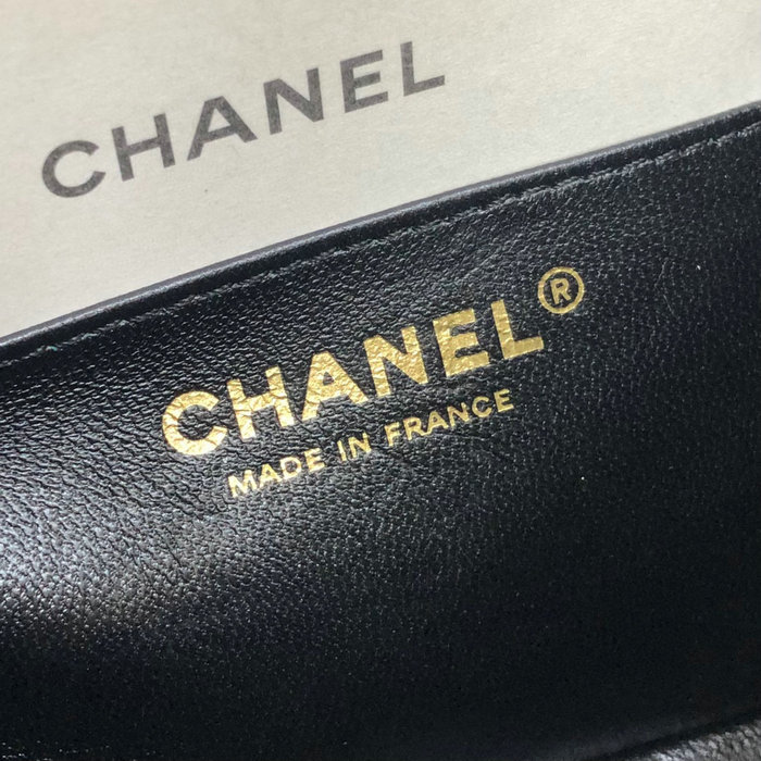 Classic Chanel Chevron Small Flap Bag Black with Gold CF1116