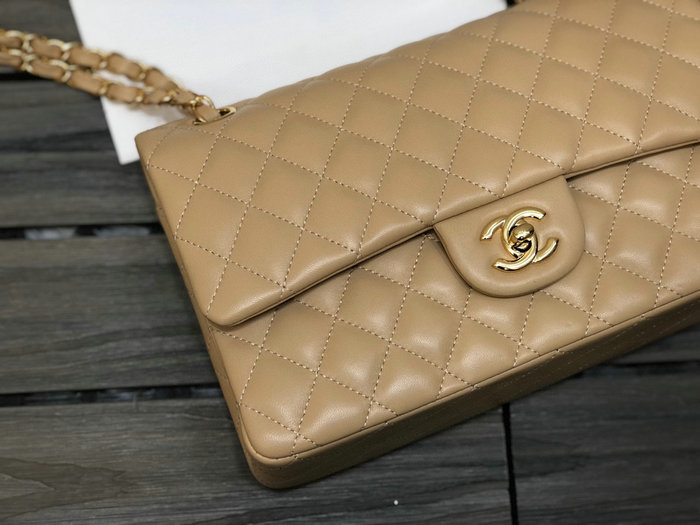 Classic Chanel Lambskin Medium Flap Bag Beige CF1112