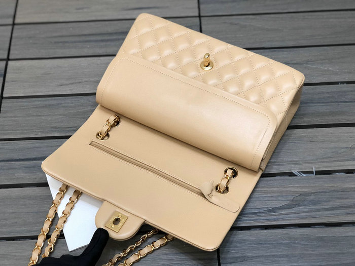 Classic Chanel Lambskin Medium Flap Bag Beige CF1112